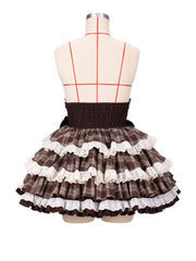 Ready to Ship Dark Academia Fashion Little Detective Brown Plaid Lolita Skirt