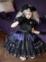 Kuromi Print Black and Purple Birthday Plaid Pattern One Piece