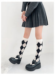 Rhombic Lattice Classic Underknee Lolita Stockings