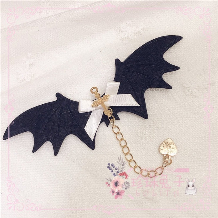 Bat Cross Handmade Halloween Hairclip or Brooch