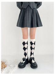 Rhombic Lattice Classic Underknee Lolita Stockings