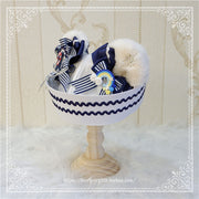 Navy Style Teddy Ear Handmade Hat