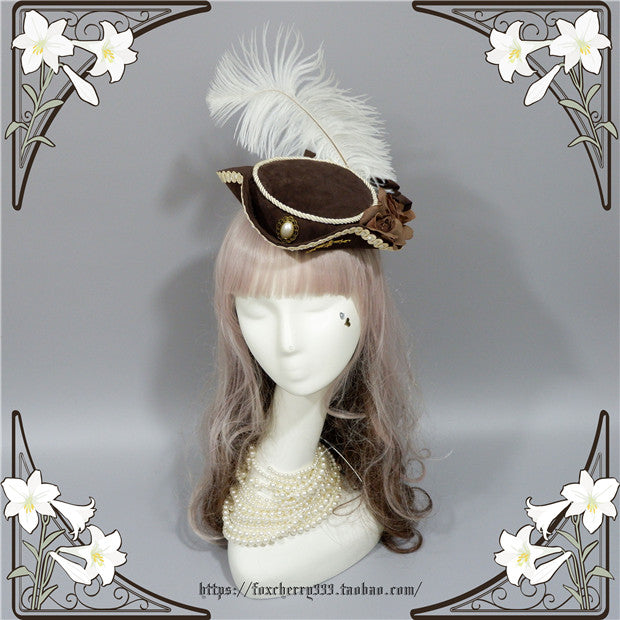 Classical Pastoral Feather Flower Decorated Handmade Hat