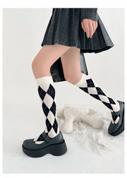 Rhombic Lattice Classic Underknee Lolita Stockings