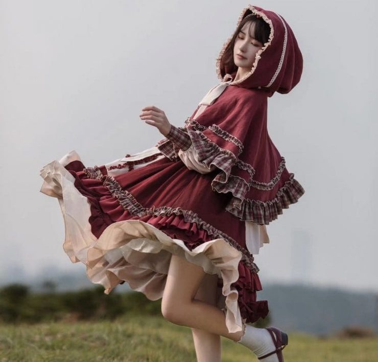 Little Red Riding Hood Long Sleeves One Piece