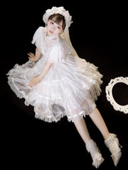 Dawn Night Banquet White Edward Neck Shiro Princess Lolita One Pi