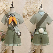 Bunny Ouji Fashion Set -Green Shirt with Carrot Tie + Shorts with Waist Belt and Plush Tail