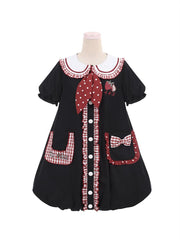 Black Short Puff Sleeves Sweet Dress Bubble Skirt