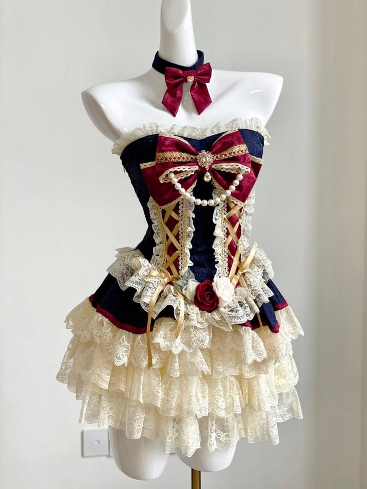 Snow White Strapless Princess Corset Top / Lace Bloomers