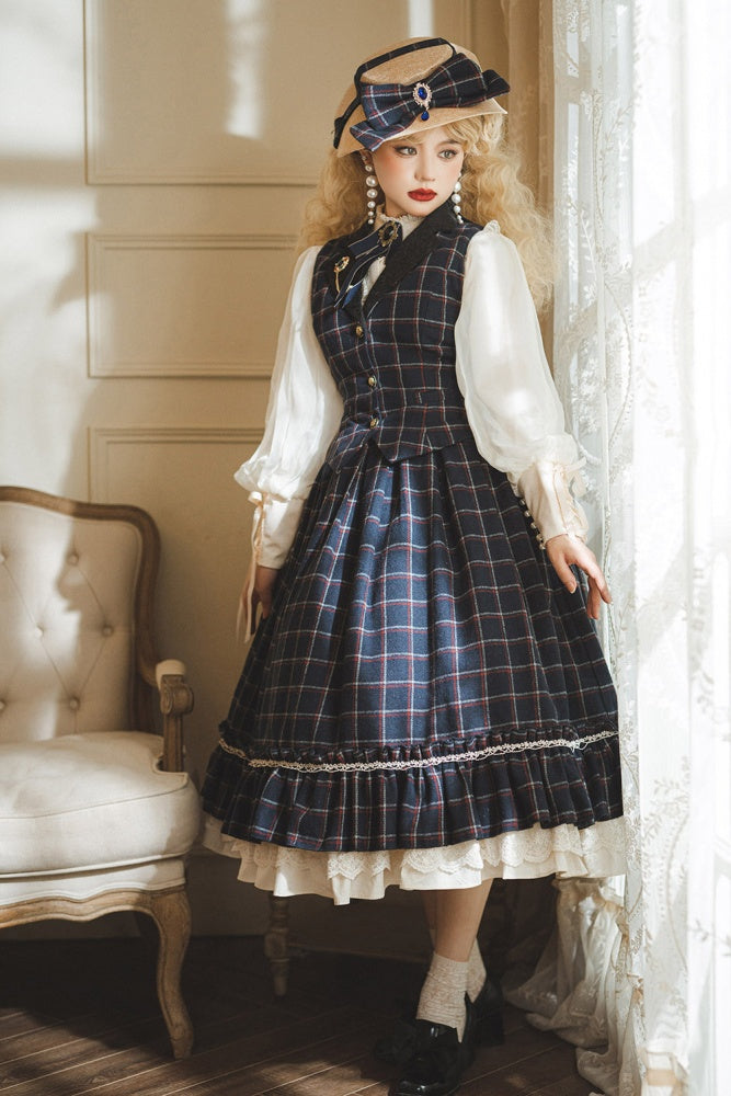 Rose Humanoid Plaid Pattern Lolita Waistcoat