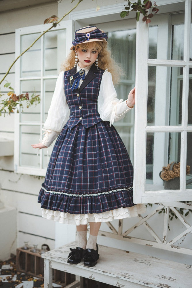 Rose Humanoid Plaid Pattern Lolita Waistcoat