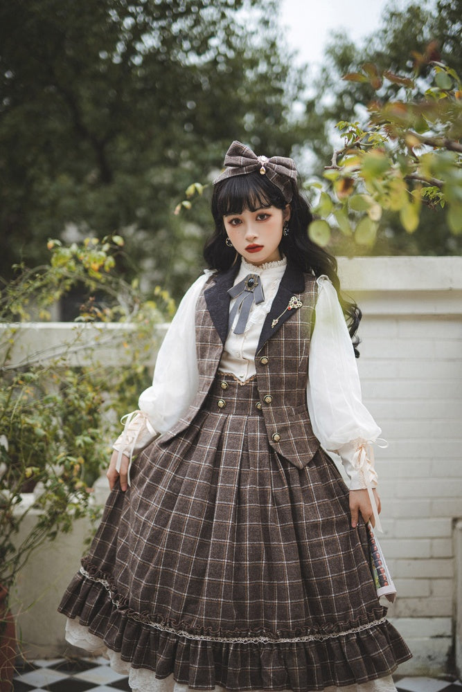 Rose Humanoid Plaid Pattern Lolita Waistcoat