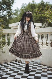 Rose Humanoid Plaid Pattern Lolita Waistcoat