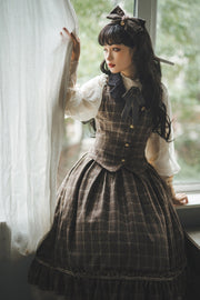 Rose Humanoid Plaid Pattern Lolita Waistcoat