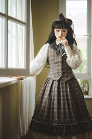 Rose Humanoid Plaid Pattern Lolita Waistcoat