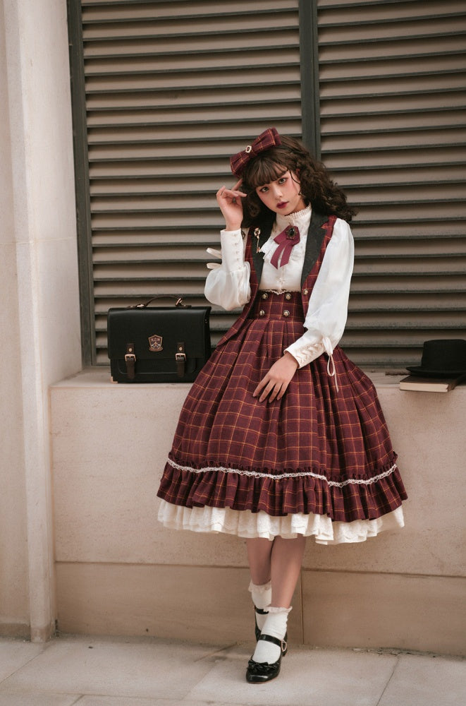 Rose Humanoid Plaid Pattern Lolita Waistcoat