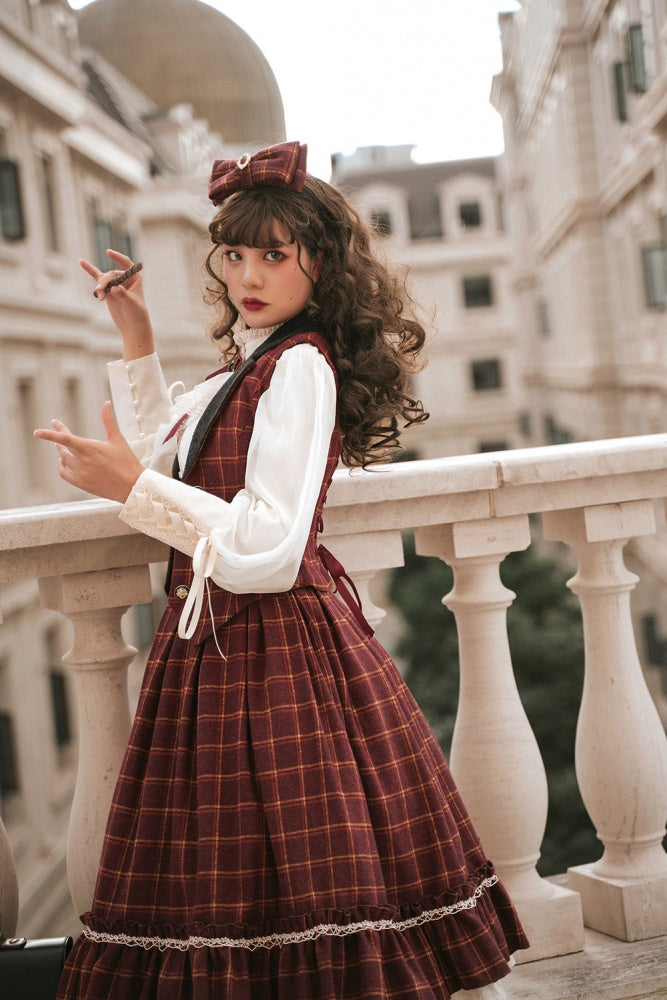 Rose Humanoid Plaid Pattern Lolita Waistcoat