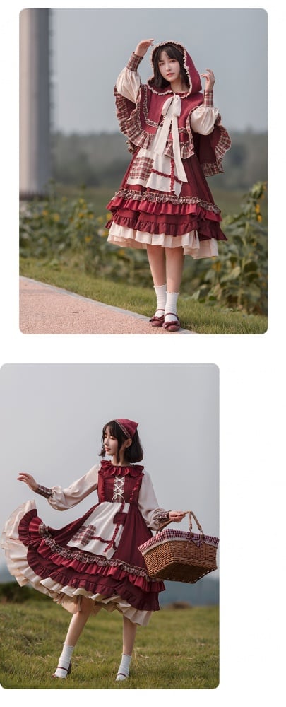 Little Red Riding Hood Long Sleeves One Piece