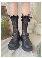 Elegant Ribbon Bowknots Lace Lolita Stockings