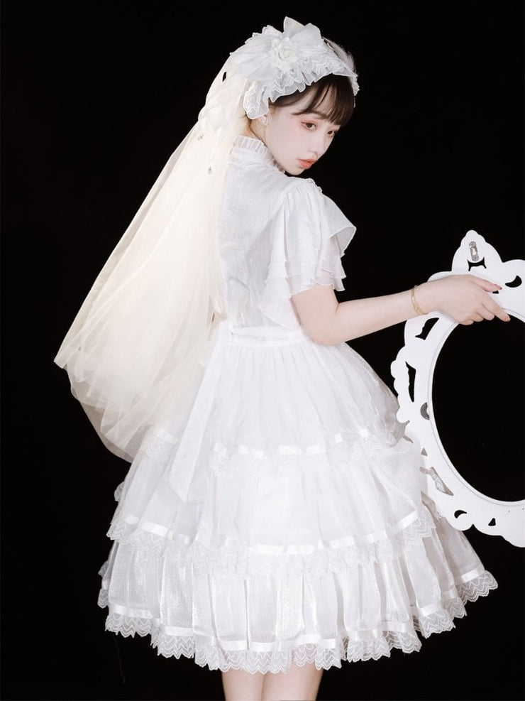 Dawn Night Banquet White Edward Neck Shiro Princess Lolita One Pi