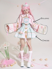 Sakura Pink Cute Zombie Pastel Goth Long Sleeves Qi Bolero