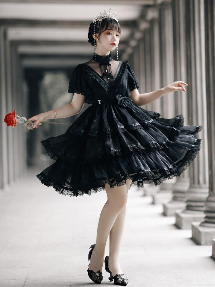 Dawn Night Banquet Black Edward Neck Kuro Princess Lolita One Piece