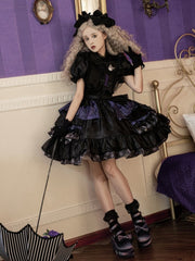 Kuromi Print Black and Purple Birthday Plaid Pattern One Piece