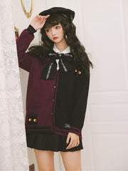 Liquid Cat 5 Colors Halloween V-neck Long Sleeves Ouji Lolita Cardigan with Tie