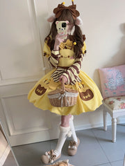 【Little Bee】White Sugar Girl{Spot Goods)~Original DesignLolitaCute DressskStrap Bud Skirt