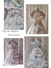 In Stock Key to the Fairyland Hime Lolita Dress Purple Flowy Short Lace Sleeves Lolita Dress Full Set