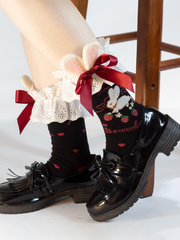 Strawberry Bunny Print Socks/ Over-the-knee Stockings