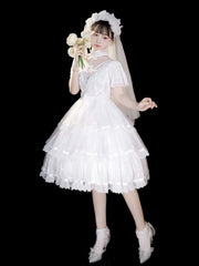 Dawn Night Banquet White Edward Neck Shiro Princess Lolita One Pi