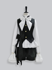 Black Ouji Prince Banded Collar Jacquard Waistcoat