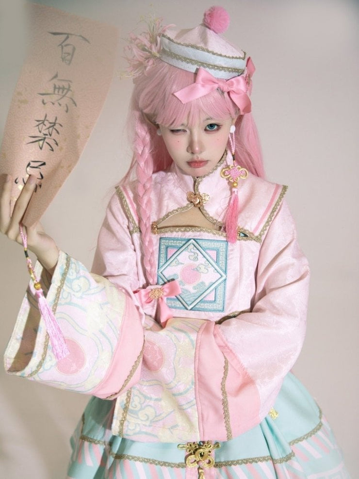 Sakura Pink Cute Zombie Pastel Goth Long Sleeves Qi Bolero