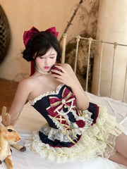 Snow White Strapless Princess Corset Top / Lace Bloomers
