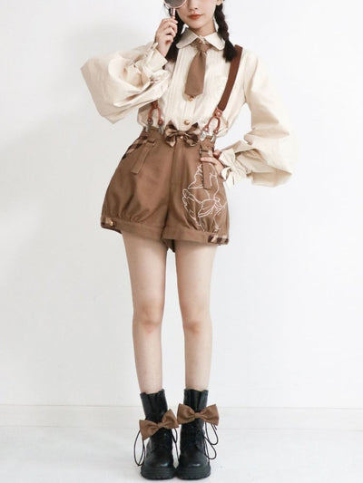 Detective Goose Removable Straps Ouji Prince Style Overall Shorts