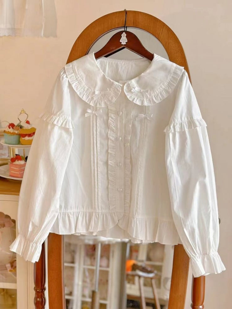 White Peter Pan Collar Long Sleeves Blouse