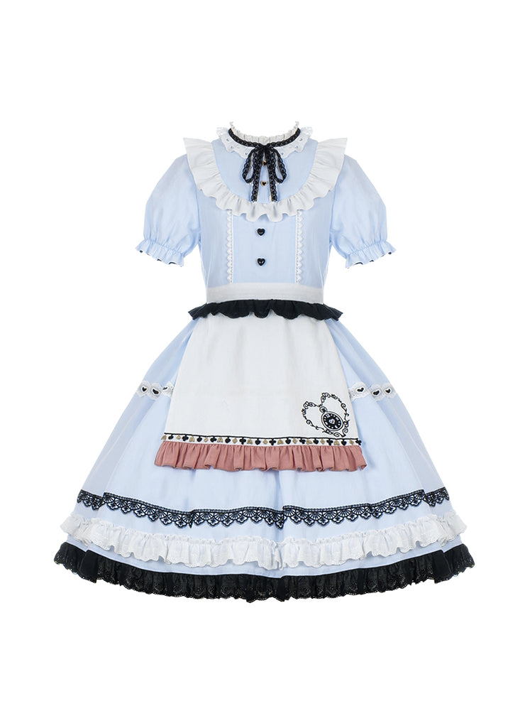 Blue Alice in Wonderland Dress One Piece with Removable Rabbit Ears Back