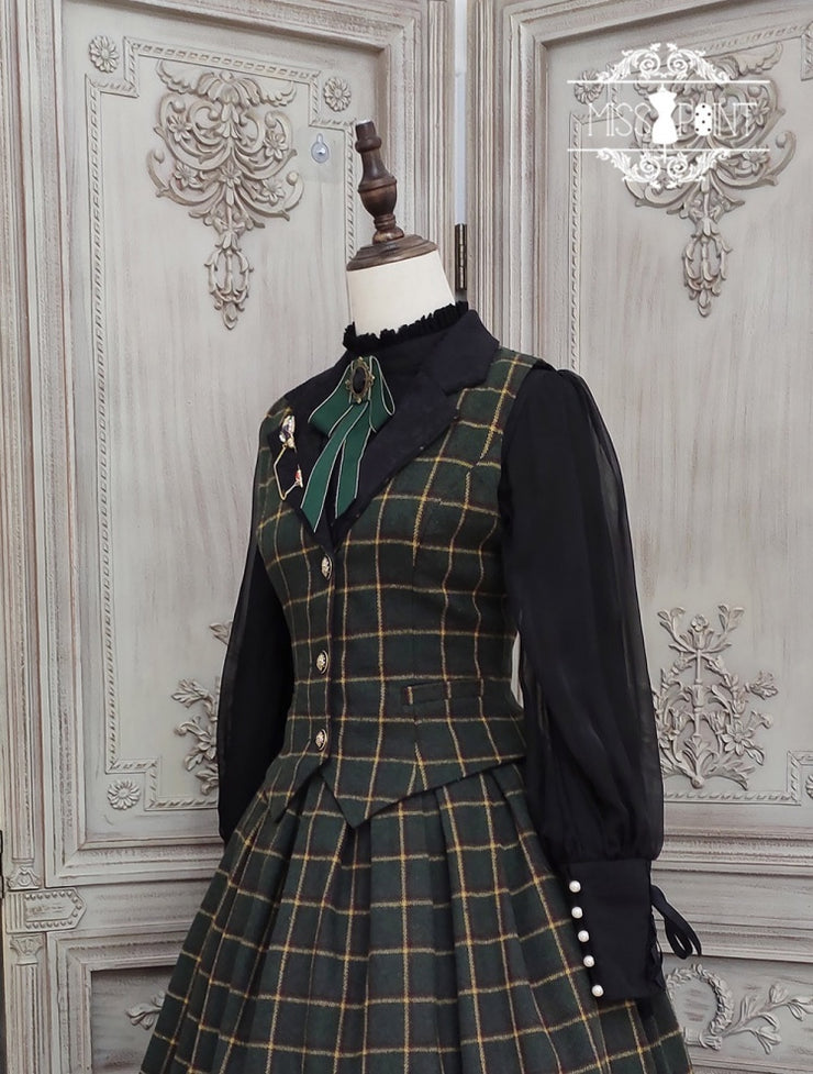 Rose Humanoid Plaid Pattern Lolita Waistcoat