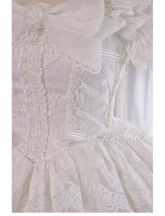 White Tiered Ruffles Skirt One Piece Hanayome Dress