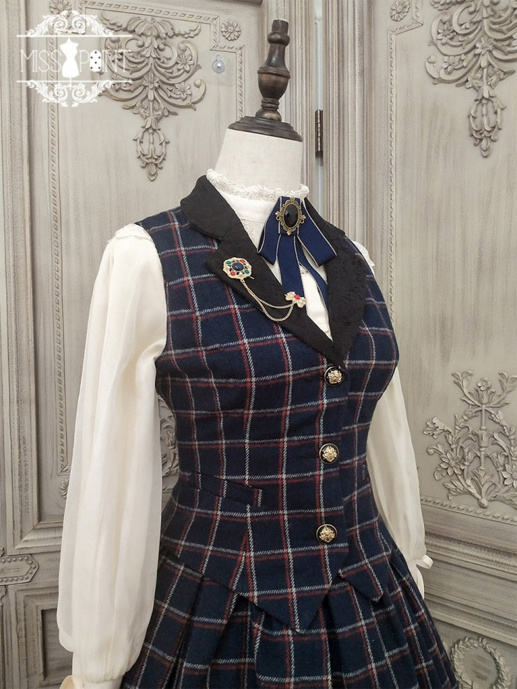 Rose Humanoid Plaid Pattern Lolita Waistcoat