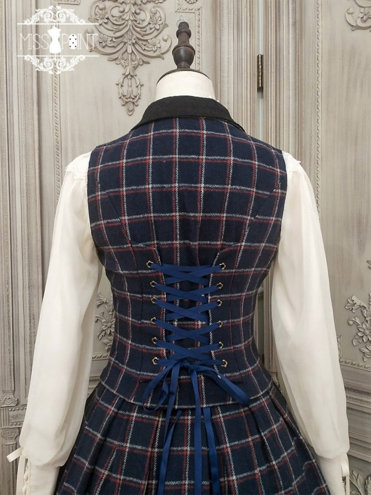 Rose Humanoid Plaid Pattern Lolita Waistcoat