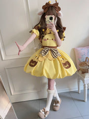 【Little Bee】White Sugar Girl{Spot Goods)~Original DesignLolitaCute DressskStrap Bud Skirt