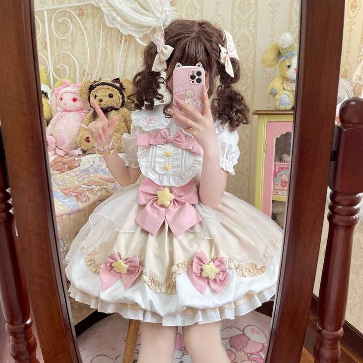 【Little Prayer Star】~Original Design of White Sugar GirlLolitaDress SweetjskSling Bud Dress Summer