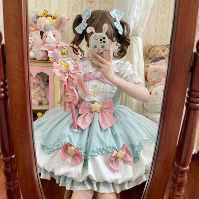 【Little Prayer Star】~Original Design of White Sugar GirlLolitaDress SweetjskSling Bud Dress Summer