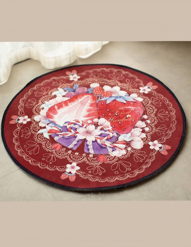 Cherry Blossom Berry Round Print Lolita Carpet