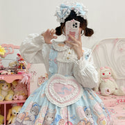 【Baking Bear】~Original Design of White Sugar GirllolitaDressskSkirtopShort Sleeve Dress