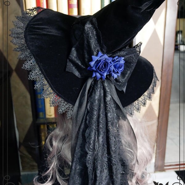 Dark Night Rose Halloween Witch Hat