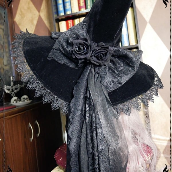 Dark Night Rose Halloween Witch Hat