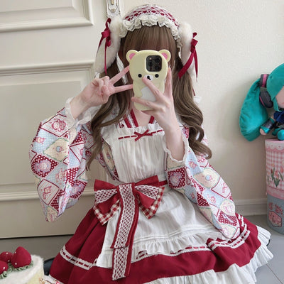 【Zhaohe Sweet Pet】~Original Design of White Sugar GirlLolitaDress Cute Japanese Style Maid Dress Summer